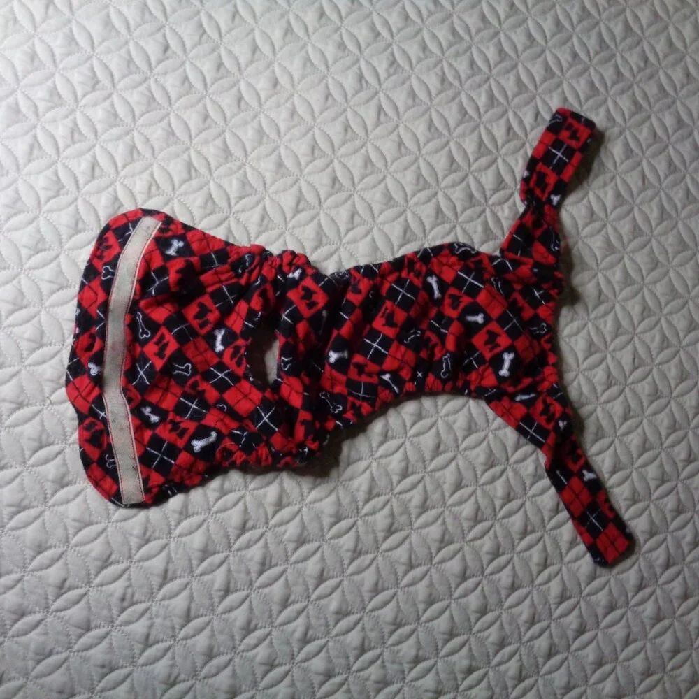 Dog incontinent or in heat panties adjustible size, hook and loop close girl dog